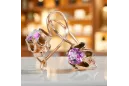 14K розово червено злато 14k 583 Amethyst Обеци vec013 Руски Съветски СССР Винтидж бижута Ар-деко style